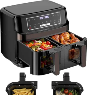 Heteluchtfriteuse dubbel 10 liter zilver