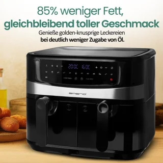 Heteluchtfriteuse dubbele heteluchtfriteuse - 2x4,5 liter - 2400 watt - kunststof
