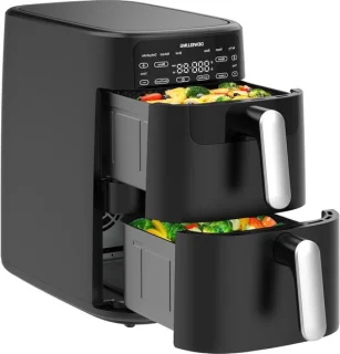 Heteluchtfriteuse Dubbele Kamer 10 liter zwart