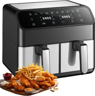 Heteluchtfriteuse dubbele kamer 8 liter zwart