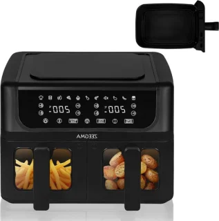 Heteluchtfriteuse dubbele lades 9 liter zwart