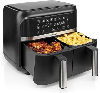 Heteluchtfriteuse dubbele mand 2x3.8 l zwart