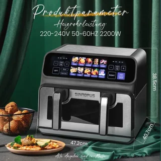 Heteluchtfriteuse dubbele mand 9L