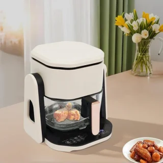 Heteluchtfriteuse glazen kom touchscreen 45 liter wit