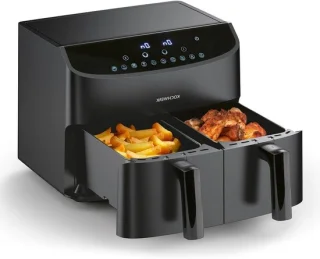 Heteluchtfriteuse met dubbele kamer en 2 lades, 7 liter, zwart