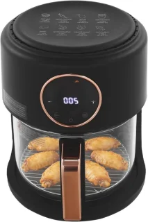 Heteluchtfriteuse met glazen kom - 4,2 liter - Zwart