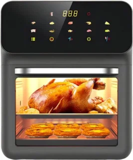 Heteluchtoven airfryer broodrooster 15 liter 2-laags zwart