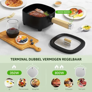 Hotpot Electrisch Multifunctionele Kaasfondue Pan 2L Zwart
