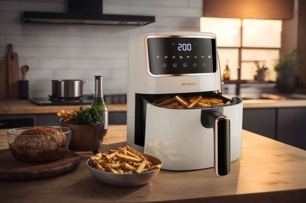 Hyundai Electronics Digitale Airfryer 4.2L Wit Rosegoud