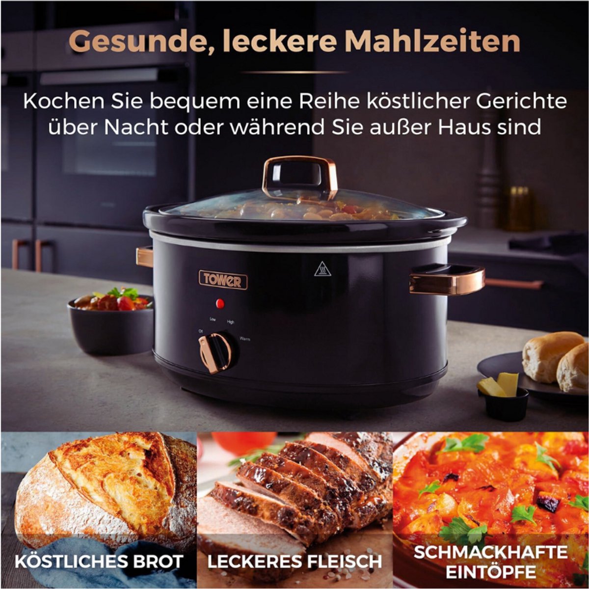 Infinity Slowcooker 6.5L Zwart Roségoud