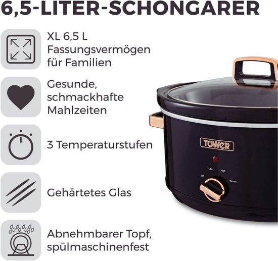 Infinity Slowcooker 6.5L Zwart Roségoud