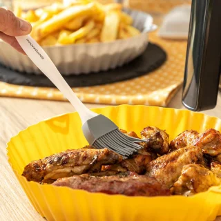 InnovaGoods Siliconen mandjes set met borstel voor airfryer