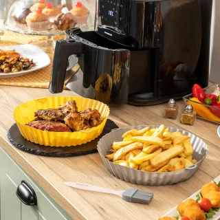 InnovaGoods Siliconen mandjes set met borstel voor airfryer