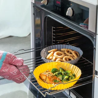 InnovaGoods Siliconen mandjes set met borstel voor airfryer