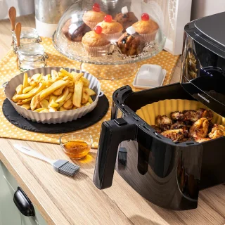 InnovaGoods Siliconen mandjes set met borstel voor airfryer