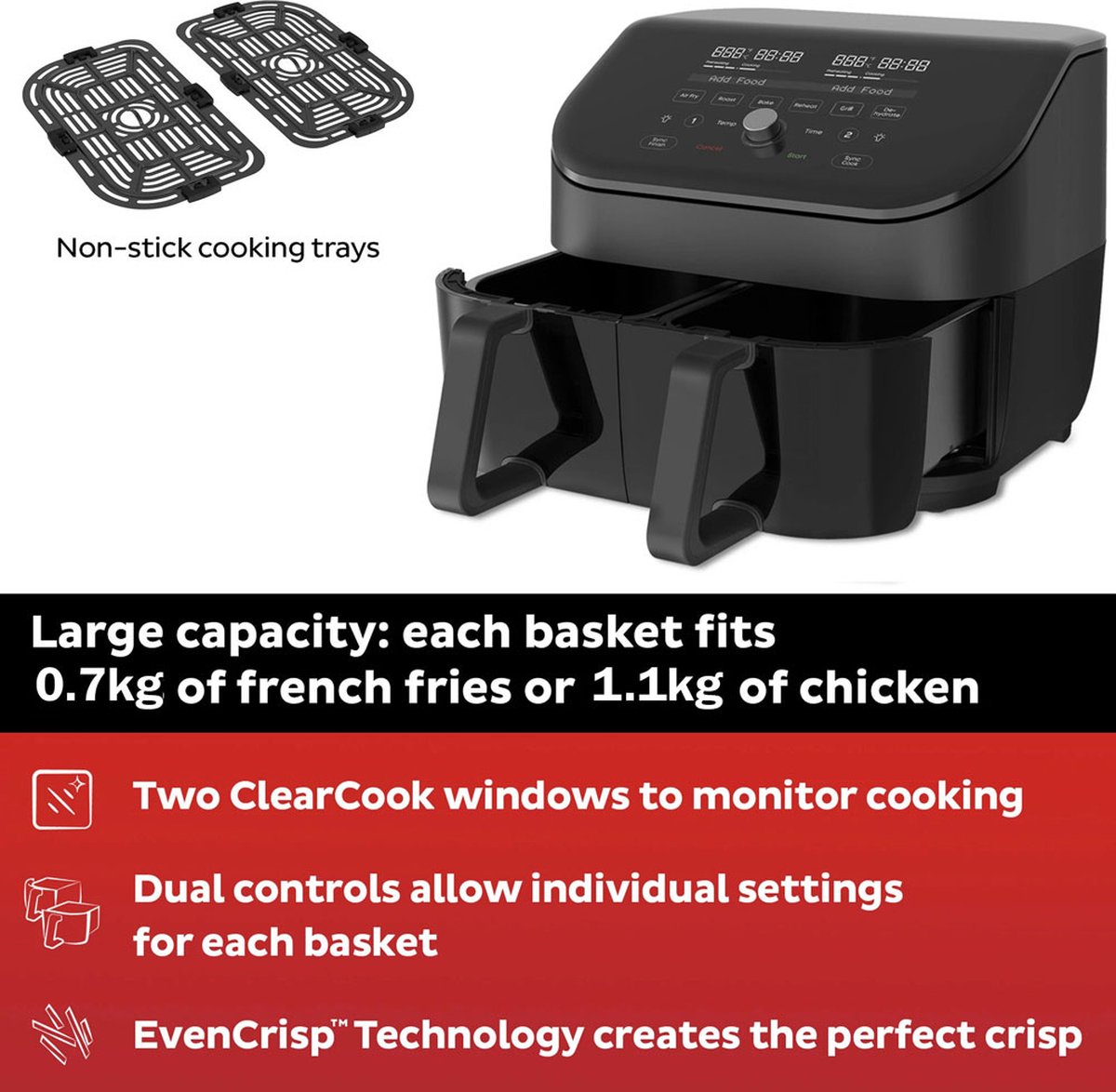 Instant Vortex Plus Dual ClearCook Airfryer 7,6L Zwart