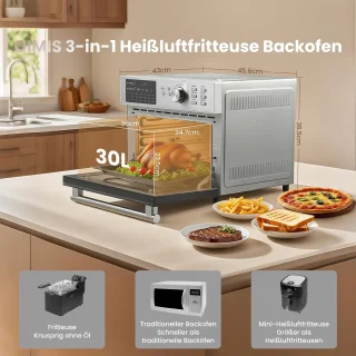 Intelligente Airfryer Oven – Vrijstaande Heteluchtoven 30L