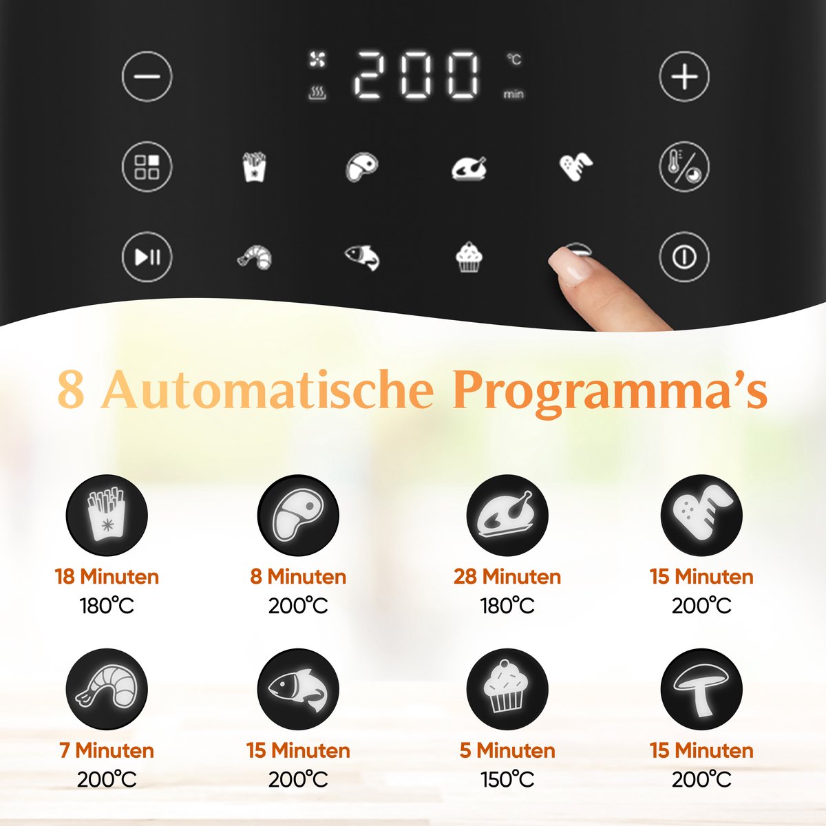 JAP Appliances Ascension Airfryer XL 7,6L Zwart