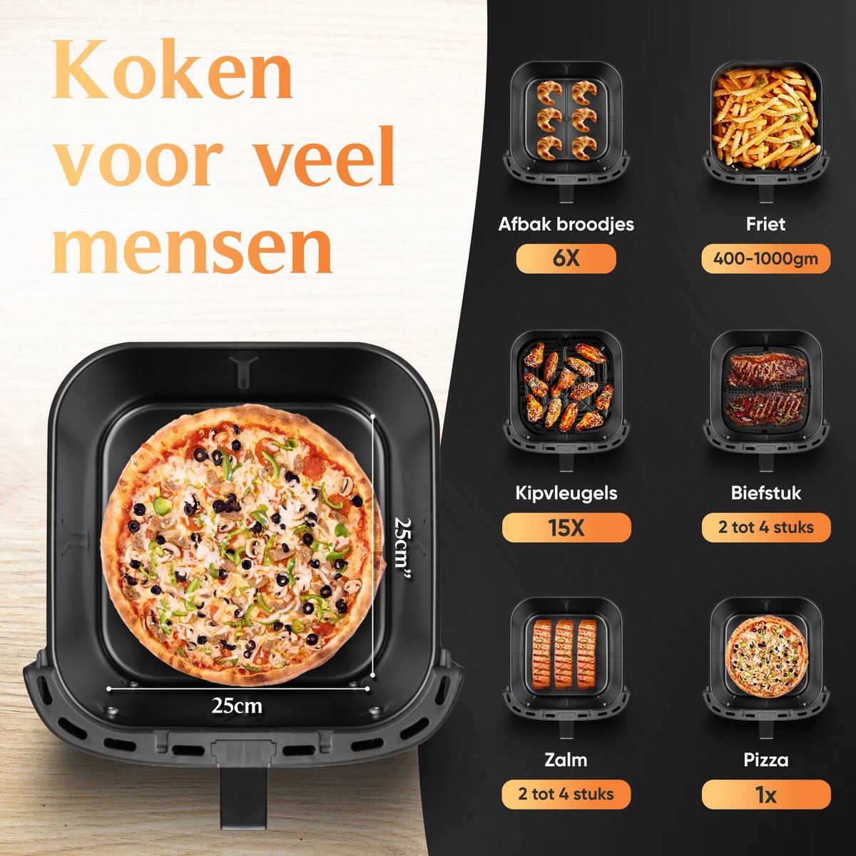JAP Appliances Ascension Airfryer XL 7,6L Zwart