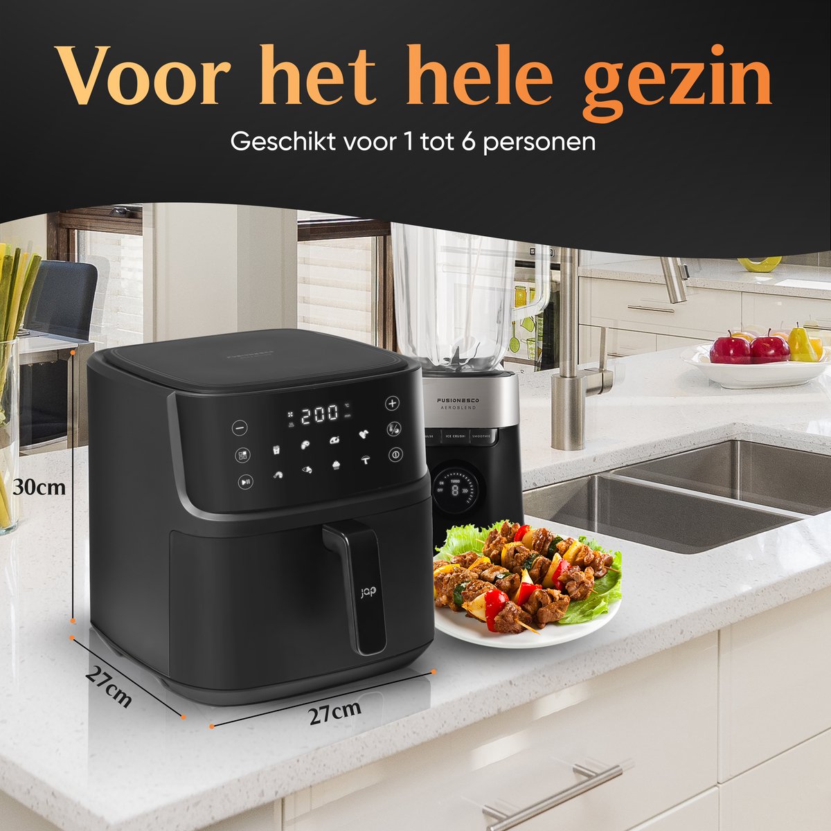 JAP Appliances Ascension Airfryer XL 7,6L Zwart