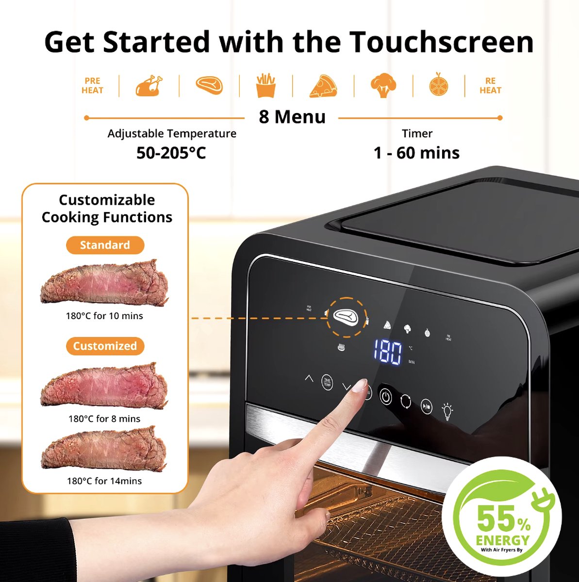 J&R Luchtfriteuse Airfryer 12L Zwart