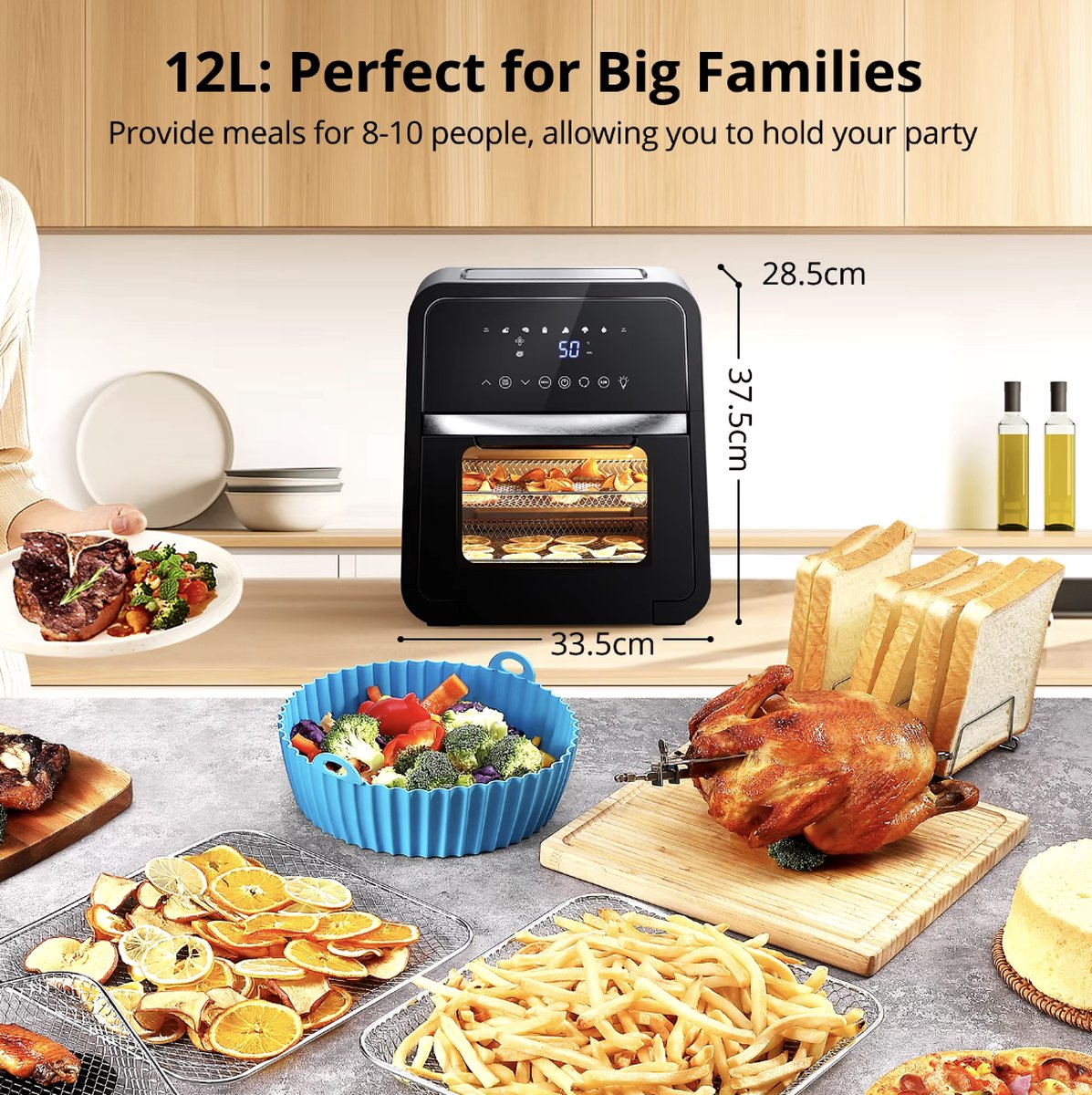 J&R Luchtfriteuse Airfryer 12L Zwart