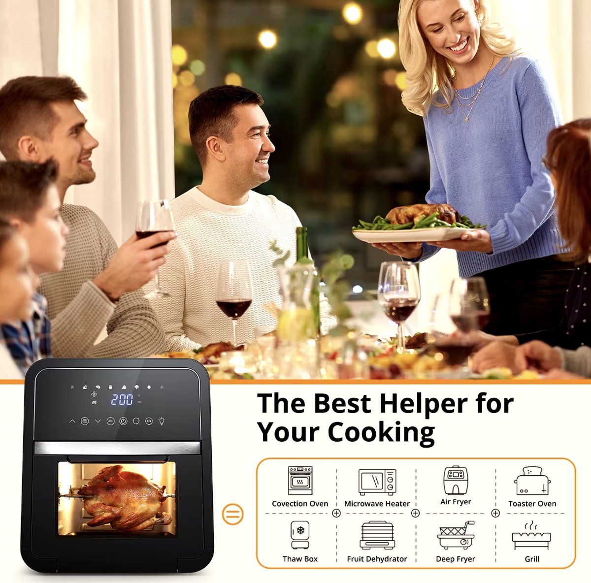 J&R Luchtfriteuse Airfryer 12L Zwart