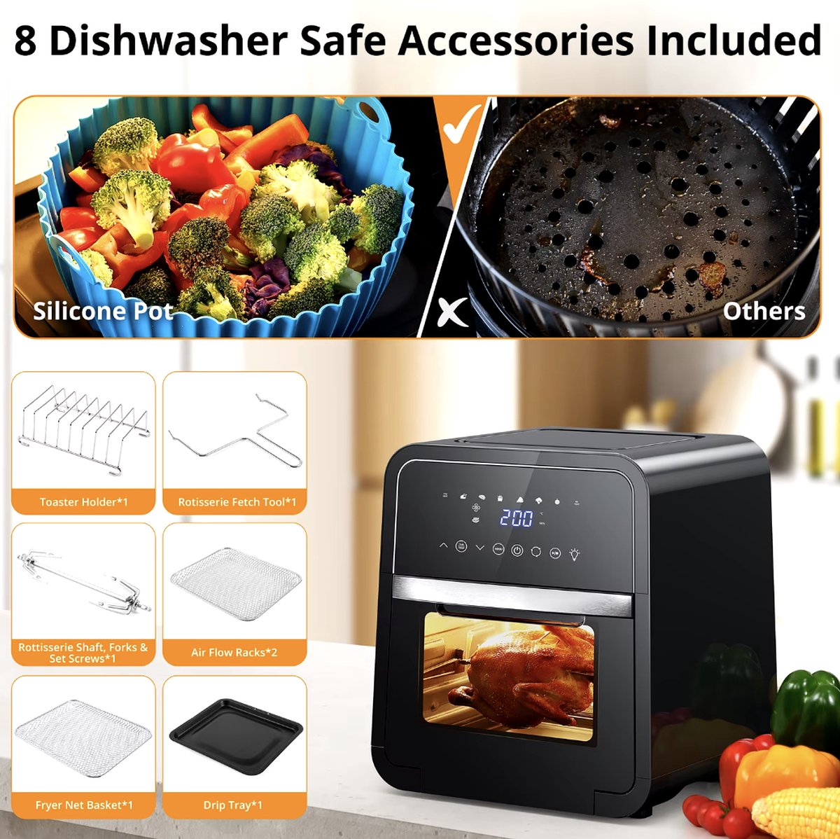 J&R Luchtfriteuse Airfryer 12L Zwart
