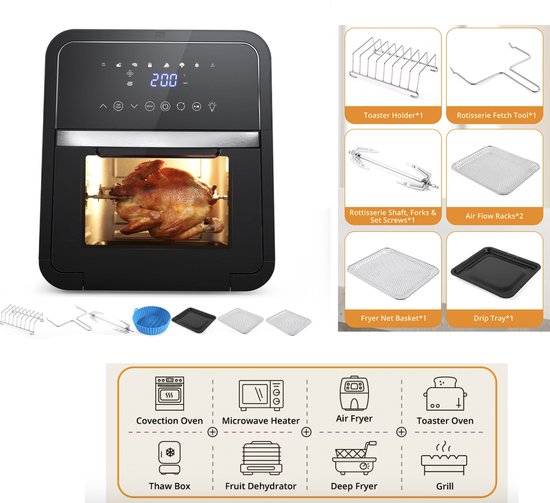 J&R Luchtfriteuse Airfryer 12L Zwart