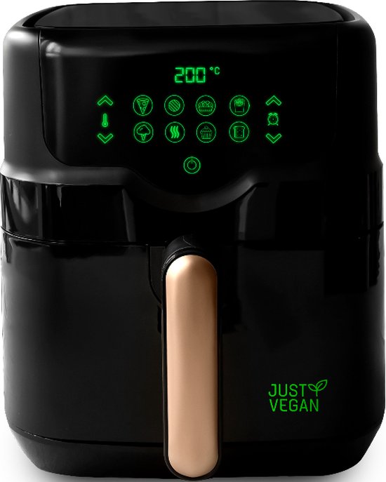 Just Vegan Arifryer Hetelucht friteuse zwart 200°C