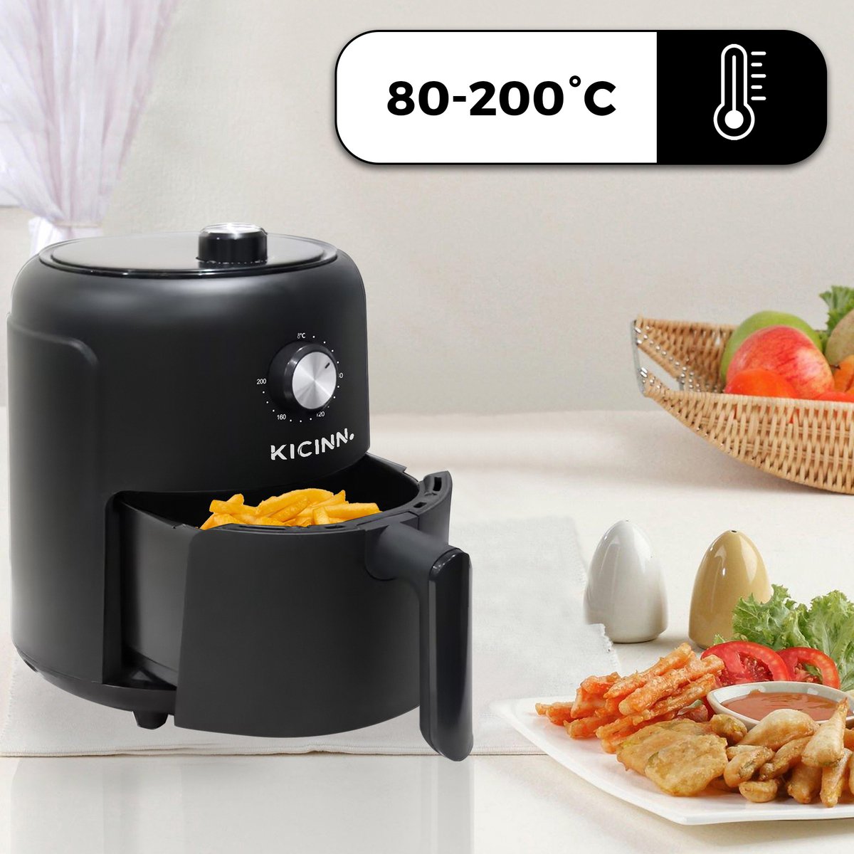 Wat vinden we goed aan de Kicinn Airfryer XL 3L Zwart 1000W