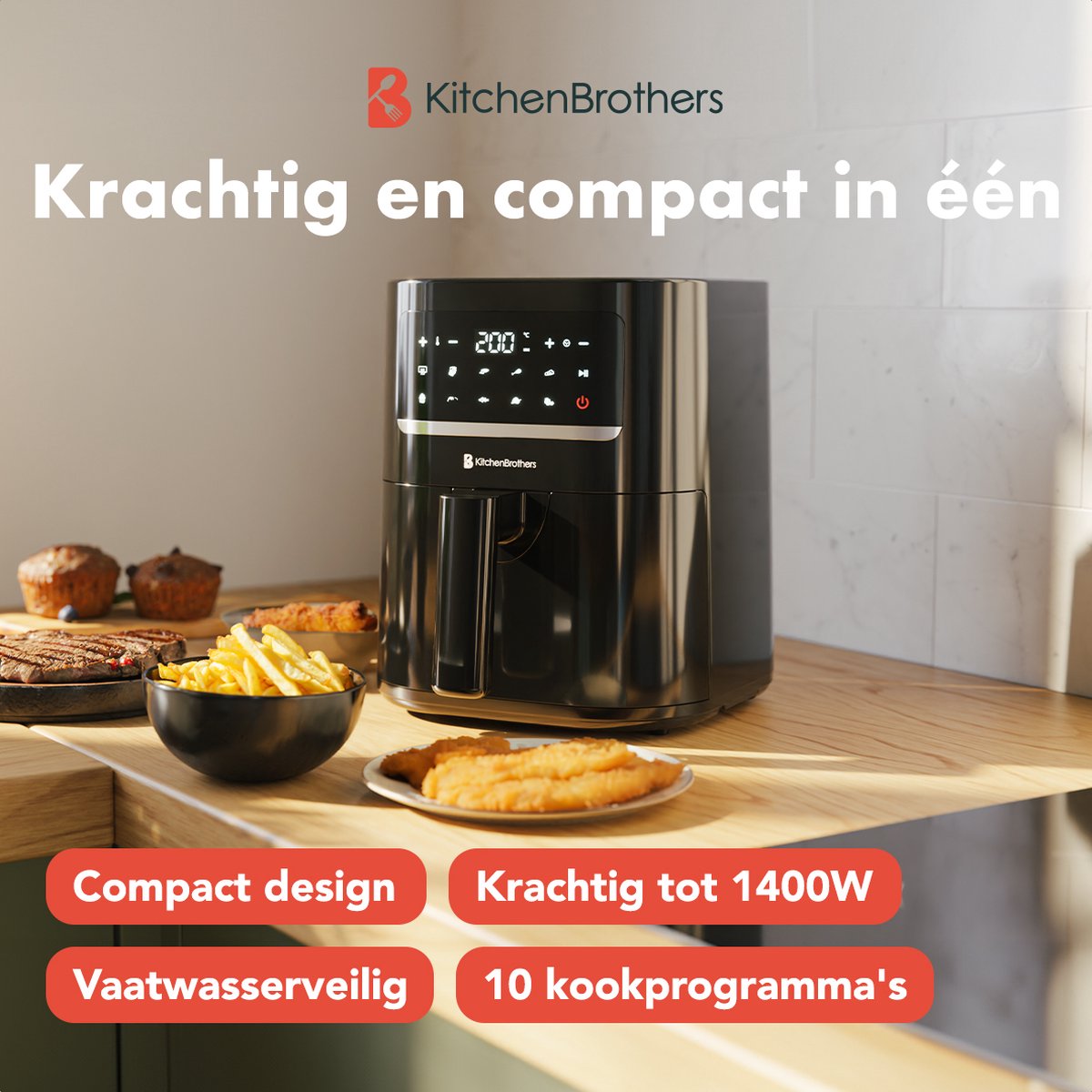 Wat vinden we goed aan de KitchenBrothers Airfryer 3,3L Zwart