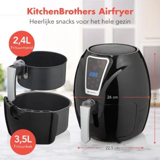 KitchenBrothers Airfryer 3,5L Zwart
