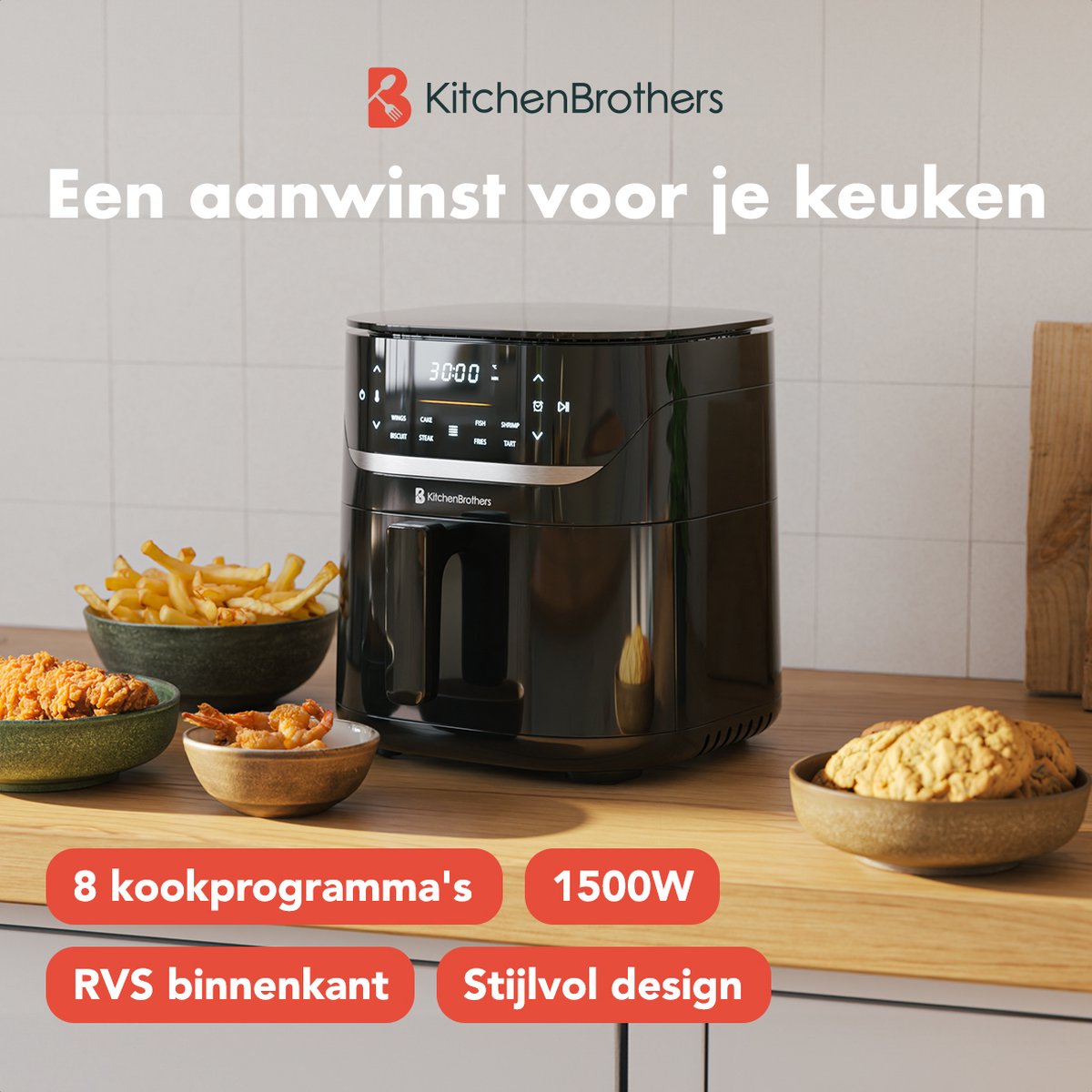 Wat vinden we goed aan de KitchenBrothers Airfryer XL 5L Zwart
