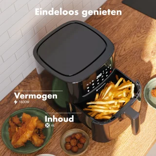 KitchenBrothers Airfryer XL 6L Zwart