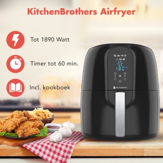 KitchenBrothers Airfryer XL 7,2L Zwart
