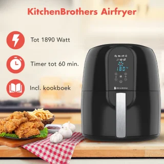 KitchenBrothers Airfryer XL 7,2L Zwart