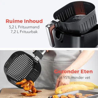 KitchenBrothers Airfryer XL 7,2L Zwart