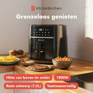 KitchenBrothers Airfryer XXL 7.5L Zwart