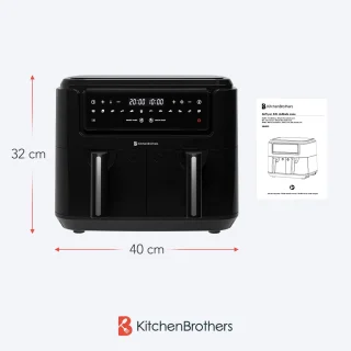 KitchenBrothers Airfryer XXL Dual Zone 9L Zwart