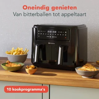 KitchenBrothers Airfryer XXL Dual Zone 9L Zwart