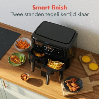 KitchenBrothers Airfryer XXL Dual Zone 9L Zwart