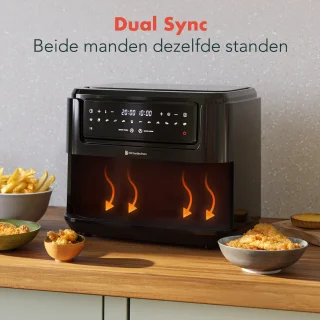 KitchenBrothers Airfryer XXL Dual Zone 9L Zwart