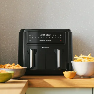 KitchenBrothers Airfryer XXL Dual Zone 9L Zwart