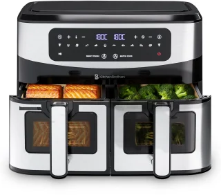 KitchenBrothers Dubbele Airfryer 9L RVS/Zwart