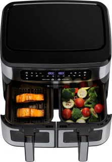 KitchenBrothers Dubbele Airfryer 9L RVS/Zwart