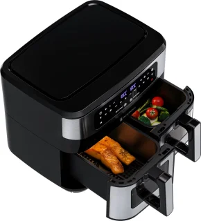 KitchenBrothers Dubbele Airfryer 9L RVS/Zwart