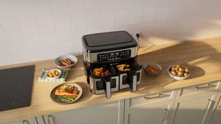 KitchenBrothers Dubbele Airfryer 9L RVS/Zwart