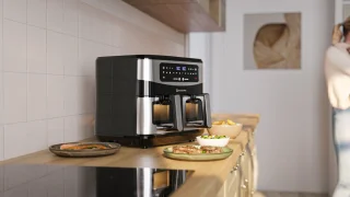 KitchenBrothers Dubbele Airfryer 9L RVS/Zwart