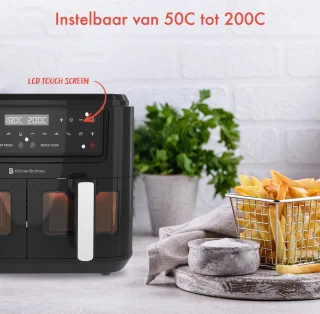 KitchenBrothers Dubbele Airfryer 9L Zwart